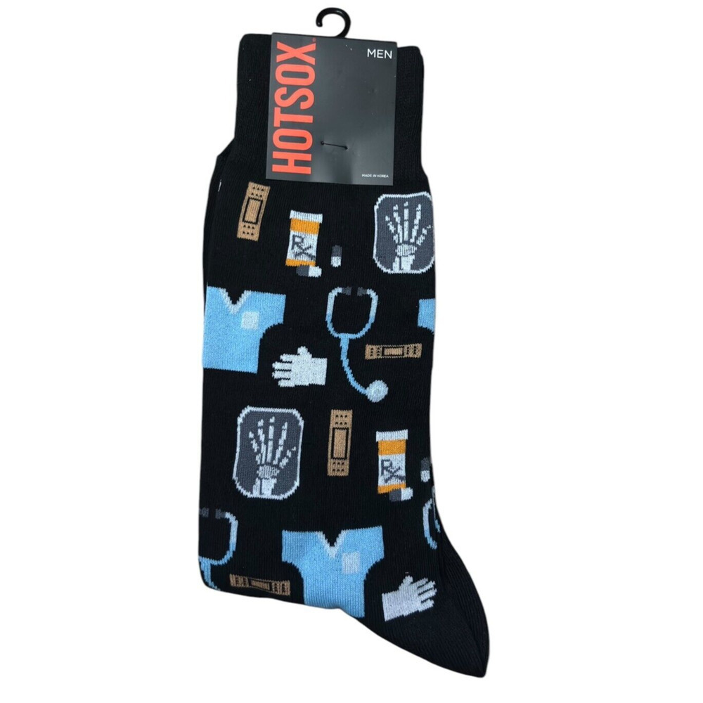 New Hot Sox Men's Blue Crew Socks Novelty Medical Nurse Doctor Hospital Gift